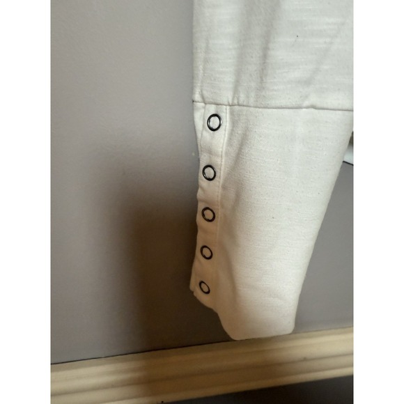 Evereve Womens Solid Crew Neck Stretch Casual Knit Snap Sleeve Medium - Picture 2 of 6